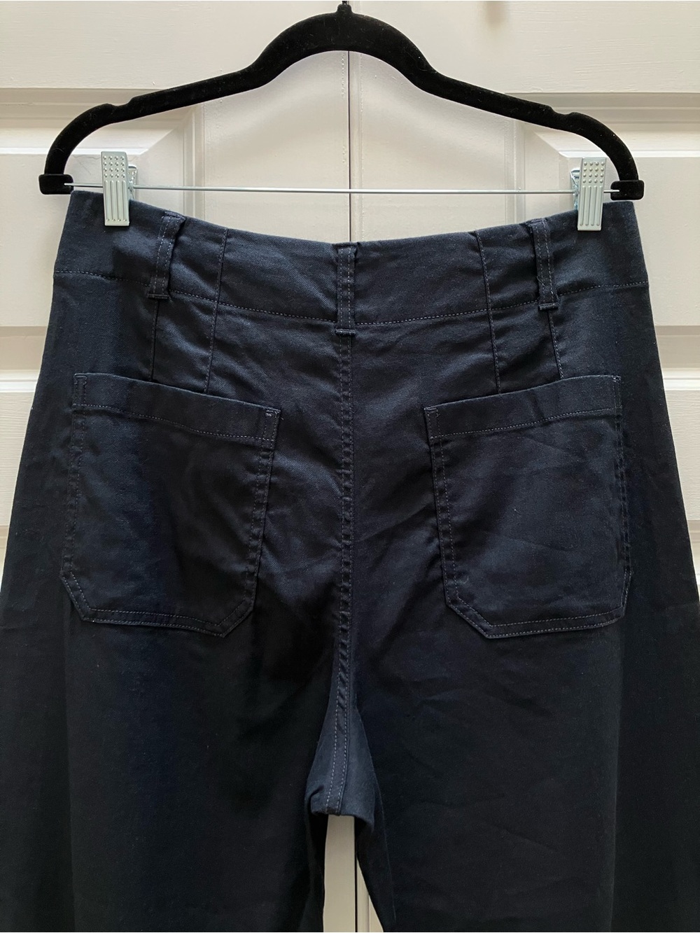 Anthropologie Maeve Colette Wide Leg Linen Cropped Pants Maritime Navy Blue 31 - Picture 7 of 11